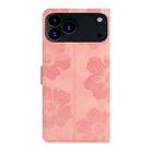 For iPhone 17 Pro Max Flower Embossing Pattern Leather Phone Case(Pink) - 3