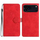 For iPhone 17 Pro Max Flower Embossing Pattern Leather Phone Case(Red) - 1