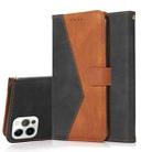 For iPhone 15 Pro Dual-color Stitching Leather Phone Case(Black Brown) - 1