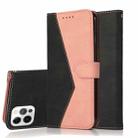 For iPhone 15 Pro Dual-color Stitching Leather Phone Case(Black Rose Gold) - 1