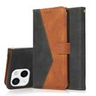 For iPhone 15 Plus Dual-color Stitching Leather Phone Case(Black Brown) - 1