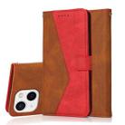 For iPhone 15 Plus Dual-color Stitching Leather Phone Case(Brown Red) - 1