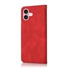For iPhone 16 Dual-color Stitching Leather Phone Case(Red Blue) - 3