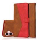For iPhone 16 Dual-color Stitching Leather Phone Case(Brown Red) - 1