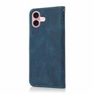 For iPhone 16 Plus Dual-color Stitching Leather Phone Case(Blue Green) - 3