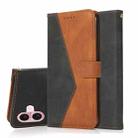 For iPhone 16 Plus Dual-color Stitching Leather Phone Case(Black Brown) - 1