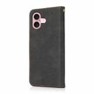 For iPhone 16 Plus Dual-color Stitching Leather Phone Case(Black Brown) - 3