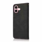 For iPhone 16 Plus Dual-color Stitching Leather Phone Case(Black Rose Gold) - 3