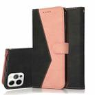 For iPhone 16 Pro Max Dual-color Stitching Leather Phone Case(Black Rose Gold) - 1