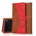 For iPhone 17 Pro Max Dual-color Stitching Leather Phone Case(Brown Red) - 1