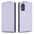 For OPPO A17 Diamond Lattice Vertical Flip Leather Phone Case(Purple) - 1