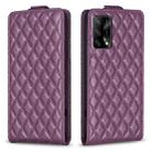 For OPPO A74 4G / F19 4G Diamond Lattice Vertical Flip Leather Phone Case(Dark Purple) - 1