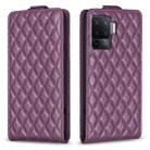 For OPPO A94 / Reno5 F / F19 Pro Diamond Lattice Vertical Flip Leather Phone Case(Dark Purple) - 1