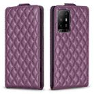 For OPPO A94 5G / F19 Pro+ Diamond Lattice Vertical Flip Leather Phone Case(Dark Purple) - 1