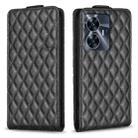 For Realme C55 Diamond Lattice Vertical Flip Leather Phone Case(Black) - 1