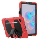 For Samsung Galaxy Tab S6 Lite P610 Shockproof Colorful Silicon + PC Protective Case with Holder & Pen Slot(Red) - 1