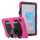 For Samsung Galaxy Tab S6 Lite P610 Shockproof Colorful Silicon + PC Protective Case with Holder & Pen Slot(Rose Red) - 1