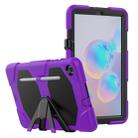 For Samsung Galaxy Tab S6 Lite P610 Shockproof Colorful Silicon + PC Protective Case with Holder & Pen Slot(Purple) - 1