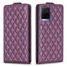 For vivo Y21 / Y21s / Y33s Diamond Lattice Vertical Flip Leather Phone Case(Dark Purple) - 1