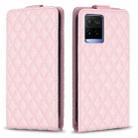 For vivo Y21 / Y21s / Y33s Diamond Lattice Vertical Flip Leather Phone Case(Pink) - 1