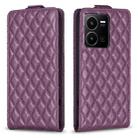 For vivo Y35 4G / Y22s Diamond Lattice Vertical Flip Leather Phone Case(Dark Purple) - 1