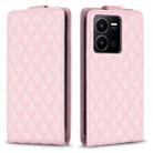 For vivo Y35 4G / Y22s Diamond Lattice Vertical Flip Leather Phone Case(Pink) - 1