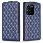 For vivo Y35 4G / Y22s Diamond Lattice Vertical Flip Leather Phone Case(Blue) - 1