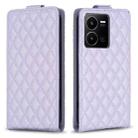 For vivo Y35 4G / Y22s Diamond Lattice Vertical Flip Leather Phone Case(Purple) - 1