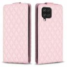 For Samsung Galaxy A12 Diamond Lattice Vertical Flip Leather Phone Case(Pink) - 1