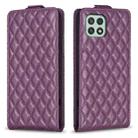 For Samsung Galaxy A22 5G Diamond Lattice Vertical Flip Leather Phone Case(Dark Purple) - 1