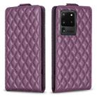 For Samsung Galaxy S20 Ultra Diamond Lattice Vertical Flip Leather Phone Case(Dark Purple) - 1