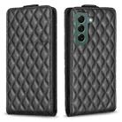 For Samsung Galaxy S21 FE 5G Diamond Lattice Vertical Flip Leather Phone Case(Black) - 1