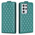 For Samsung Galaxy S21 Ultra 5G Diamond Lattice Vertical Flip Leather Phone Case(Green) - 1