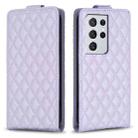 For Samsung Galaxy S21 Ultra 5G Diamond Lattice Vertical Flip Leather Phone Case(Purple) - 1