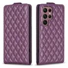 For Samsung Galaxy S22 Ultra 5G Diamond Lattice Vertical Flip Leather Phone Case(Dark Purple) - 1