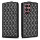 For Samsung Galaxy S22 Ultra 5G Diamond Lattice Vertical Flip Leather Phone Case(Black) - 1