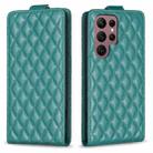 For Samsung Galaxy S22 Ultra 5G Diamond Lattice Vertical Flip Leather Phone Case(Green) - 1