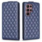 For Samsung Galaxy S22 Ultra 5G Diamond Lattice Vertical Flip Leather Phone Case(Blue) - 1