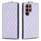 For Samsung Galaxy S22 Ultra 5G Diamond Lattice Vertical Flip Leather Phone Case(Purple) - 1