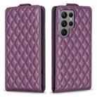 For Samsung Galaxy S23 Ultra 5G Diamond Lattice Vertical Flip Leather Phone Case(Dark Purple) - 1