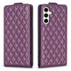 For Samsung Galaxy S23 FE 5G Diamond Lattice Vertical Flip Leather Phone Case(Dark Purple) - 1