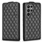 For Samsung Galaxy S24 Ultra 5G Diamond Lattice Vertical Flip Leather Phone Case(Black) - 1