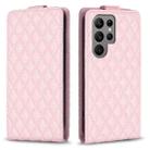 For Samsung Galaxy S24 Ultra 5G Diamond Lattice Vertical Flip Leather Phone Case(Pink) - 1