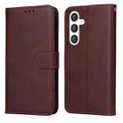 For Samsung Galaxy S24 Classic Calf Texture Flip Leather Phone Case(Brown) - 1