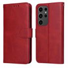 For Samsung Galaxy S24 Ultra Classic Calf Texture Flip Leather Phone Case(Red) - 1