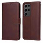 For Samsung Galaxy S24 Ultra Classic Calf Texture Flip Leather Phone Case(Brown) - 1