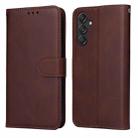 For Samsung Galaxy M55 5G Classic Calf Texture Flip Leather Phone Case(Brown) - 1