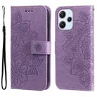 For Xiaomi Redmi 12 4G 7-petal Flowers Embossing Leather Phone Case(Light Purple) - 1