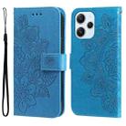 For Xiaomi Redmi 12 4G 7-petal Flowers Embossing Leather Phone Case(Blue) - 1