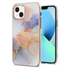 For iPhone 15 Electroplating Pattern IMD TPU Shockproof Case(Milky Way White Marble) - 1